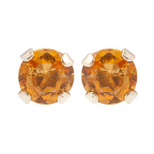 10K Gold Stud Earrings with 3mm Genuine Citrine